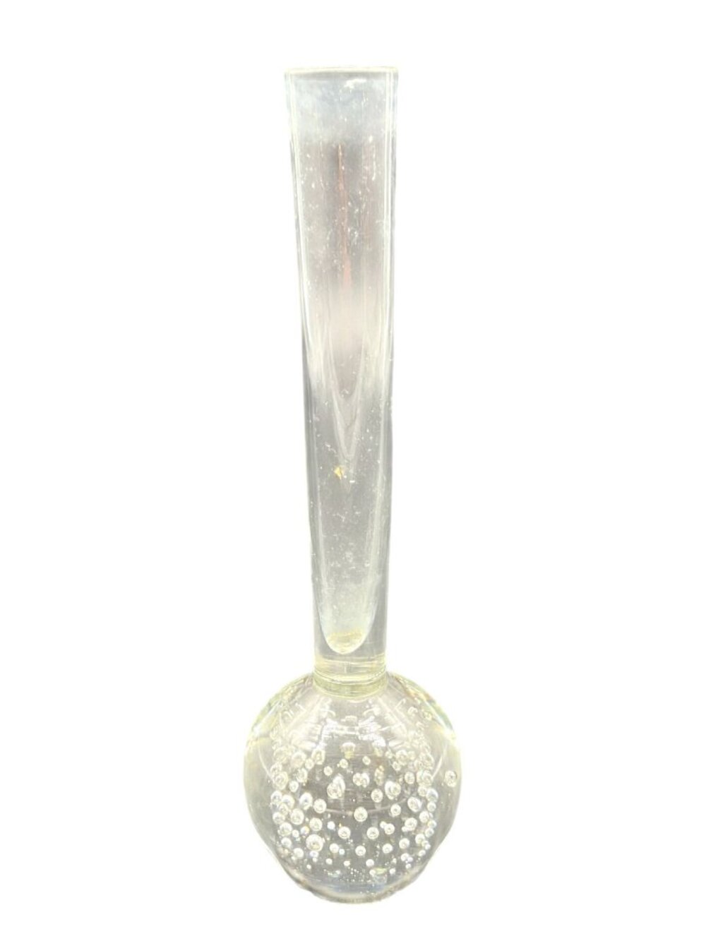 Handblown Clear Glass Bud Vase With Bullicante Bubbles 6 Inches Tall